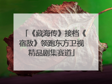 《藏海传》接档《宿敌》领跑东方卫视精品剧集赛道