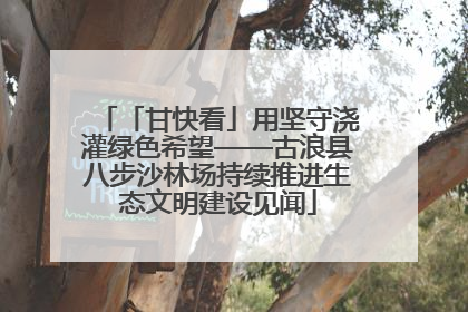 「甘快看」用坚守浇灌绿色希望——古浪县八步沙林场持续推进生态文明建设见闻