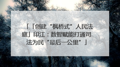 「创建“枫桥式”人民法庭」印江：数智赋能打通司法为民“最后一公里”