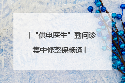 “供电医生”勤问诊 集中修整保畅通