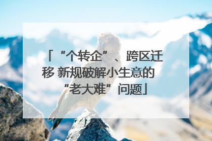 “个转企”、跨区迁移 新规破解小生意的“老大难”问题