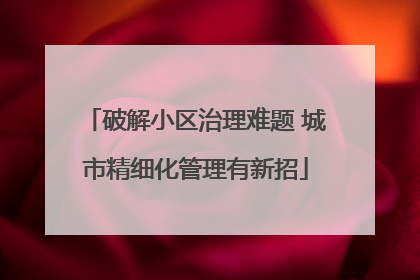 破解小区治理难题 城市精细化管理有新招