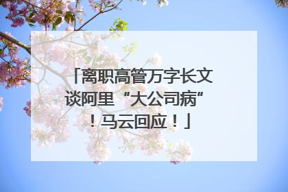 离职高管万字长文谈阿里“大公司病”！马云回应！