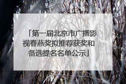 第一届北京市广播影视春燕奖拟推荐获奖和备选提名名单公示