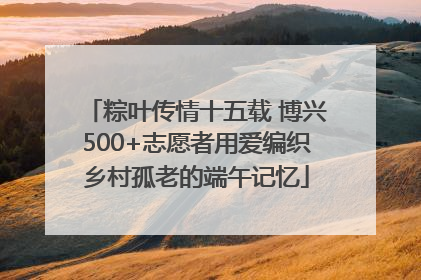 粽叶传情十五载 博兴500+志愿者用爱编织乡村孤老的端午记忆