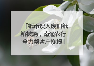纸币误入废旧纸箱被烧，南通农行全力帮客户挽损