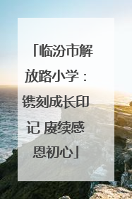 临汾市解放路小学：镌刻成长印记 赓续感恩初心