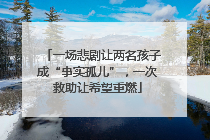 一场悲剧让两名孩子成“事实孤儿”，一次救助让希望重燃