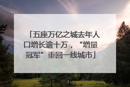 五座万亿之城去年人口增长逾十万，“增量冠军”重回一线城市
