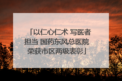 以仁心仁术 写医者担当 国药东风总医院荣获市区两级表彰