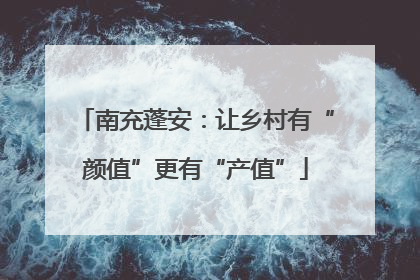 南充蓬安：让乡村有“颜值”更有“产值”
