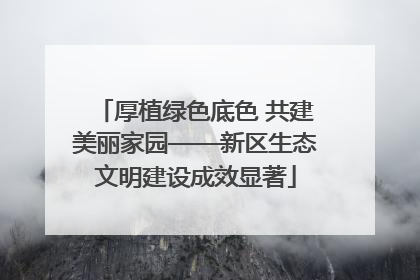 厚植绿色底色 共建美丽家园——新区生态文明建设成效显著