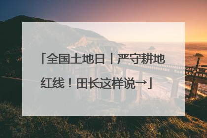 全国土地日丨严守耕地红线！田长这样说→