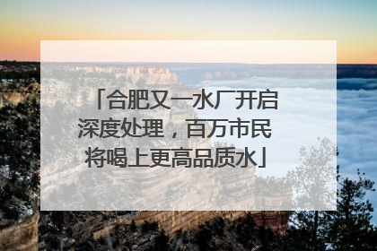 合肥又一水厂开启深度处理，百万市民将喝上更高品质水
