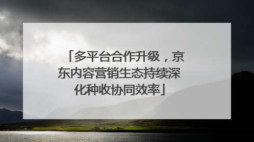 多平台合作升级，京东内容营销生态持续深化种收协同效率