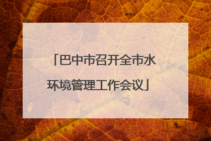 巴中市召开全市水环境管理工作会议