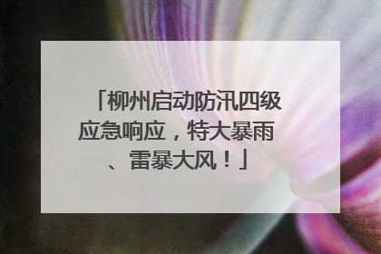 柳州启动防汛四级应急响应，特大暴雨、雷暴大风！