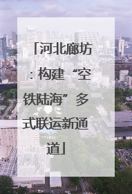 河北廊坊：构建“空铁陆海”多式联运新通道