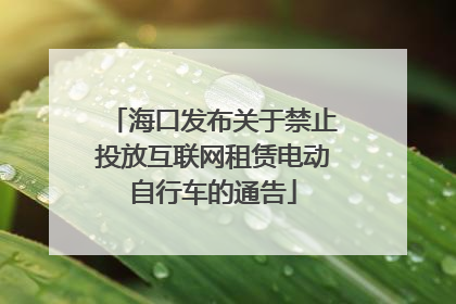 海口发布关于禁止投放互联网租赁电动自行车的通告