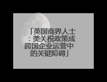英国商界人士：美关税政策成跨国企业运营中的关键障碍