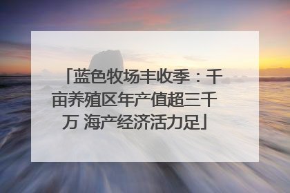 蓝色牧场丰收季：千亩养殖区年产值超三千万 海产经济活力足