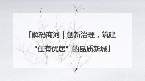 解码商河｜创新治理，筑建“住有优居”的品质新城