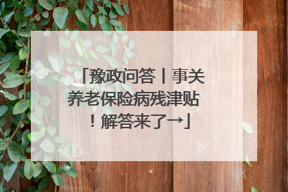 豫政问答丨事关养老保险病残津贴！解答来了→