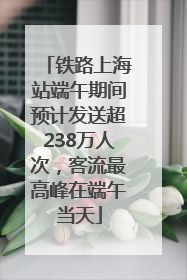 铁路上海站端午期间预计发送超238万人次，客流最高峰在端午当天
