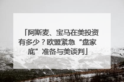 阿斯麦、宝马在美投资有多少？欧盟紧急“盘家底”准备与美谈判
