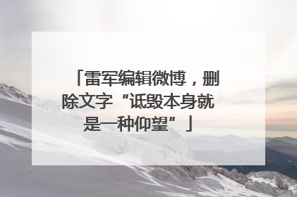 雷军编辑微博，删除文字“诋毁本身就是一种仰望”