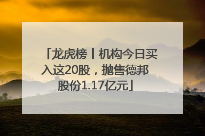 龙虎榜丨机构今日买入这20股，抛售德邦股份1.17亿元