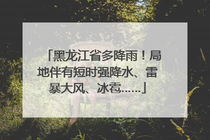黑龙江省多降雨！局地伴有短时强降水、雷暴大风、冰雹……
